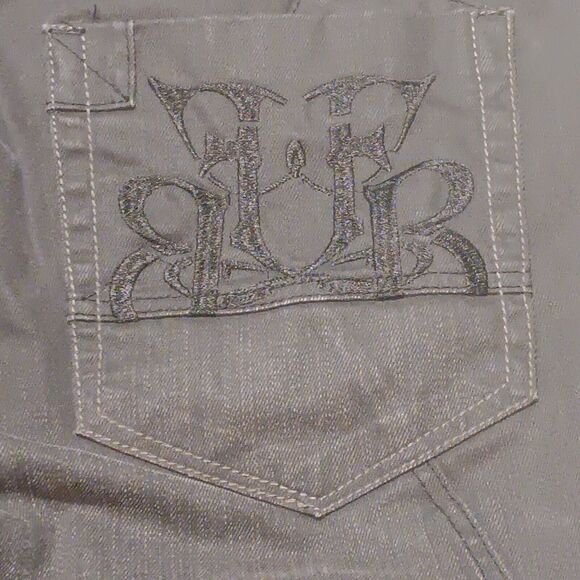 The FB Fubu Black Denim Cargo Jeans Embroidered Pockets Men's Size 42x30 - Picture 4 of 11